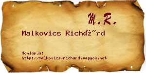 Malkovics Richárd névjegykártya